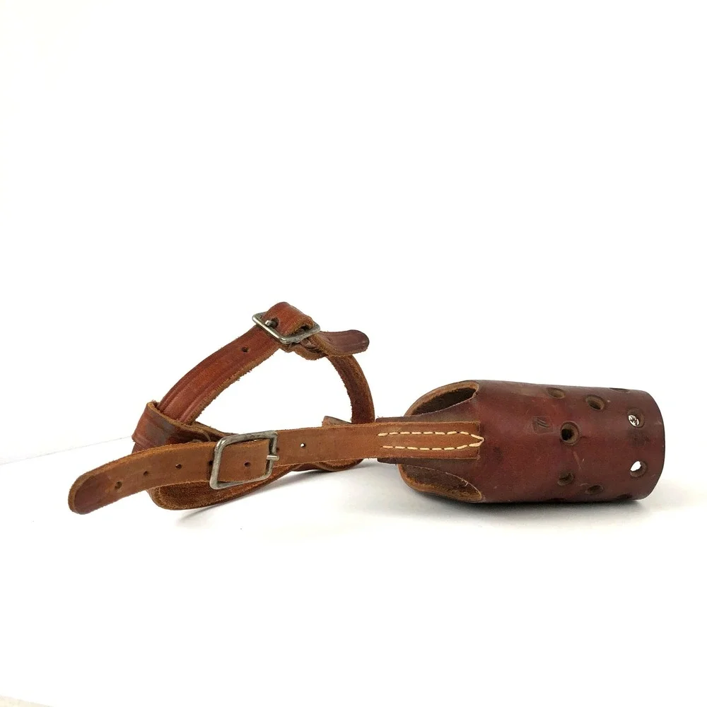 Vintage‎ Adjustable Vented Leather Dog Muzzle 